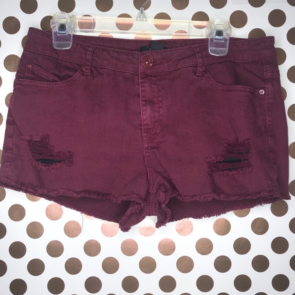 Forever 21 ripped burgundy shorts